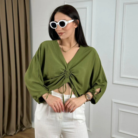 Khaki V -Neck Verde